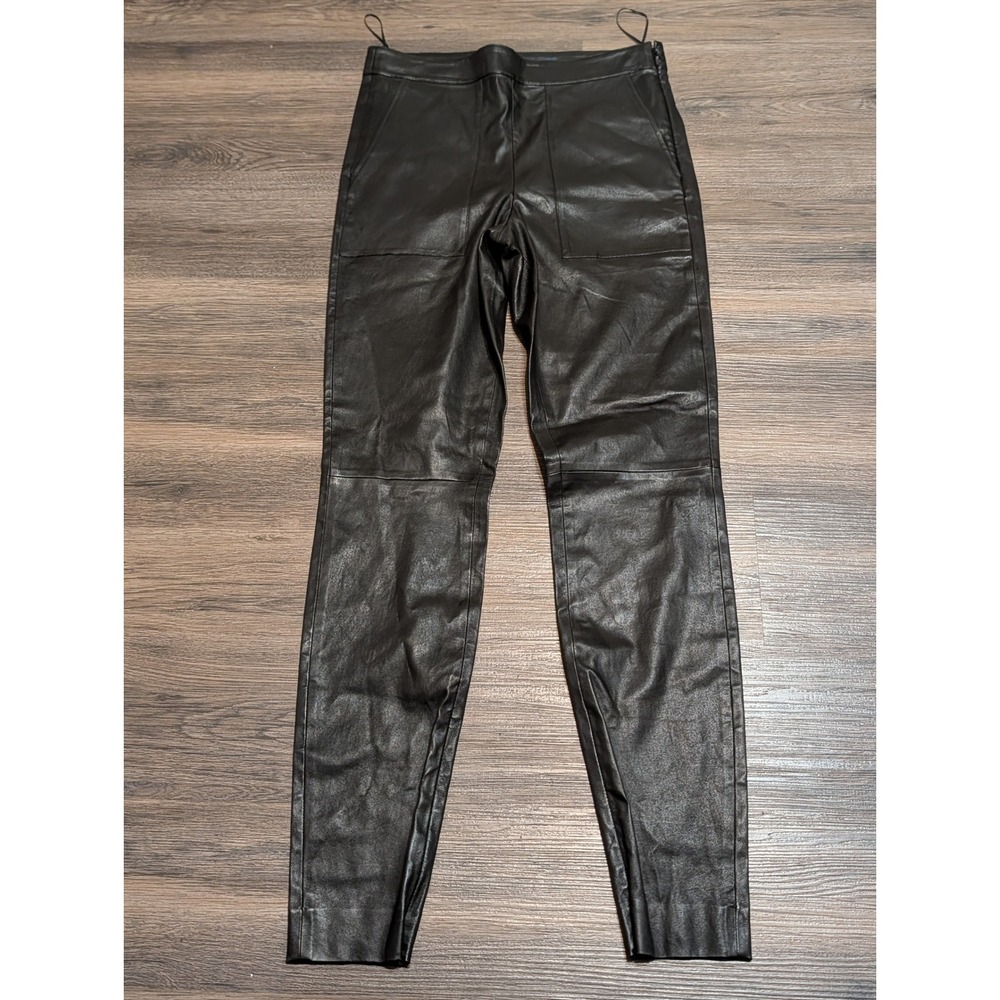 Polo Ralph‎ Lauren Genuine Leather Skinny Pants Womens 6 Black Side Zip Moto